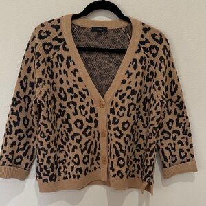 J. Crew Leopard Print V-Neck Cardigan in Tan and Black